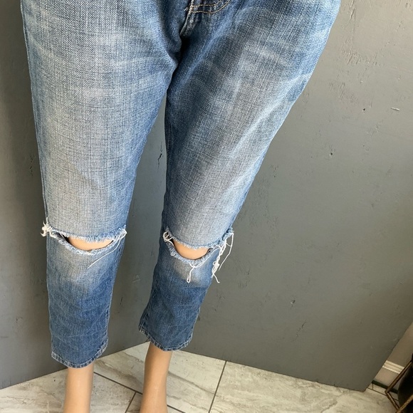 Current/Elliott Light Blue Distressed Cropped Jeans - Picture 5 of 11